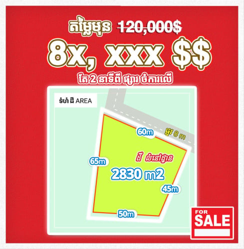 ដីធំ ដីលំនៅឋានលក់បន្ទាន់ នៅស្រុកចំការលើ ខេត្តកំពង់ចាម! Land for sale urgently, Chamkar Leu, 土地出售