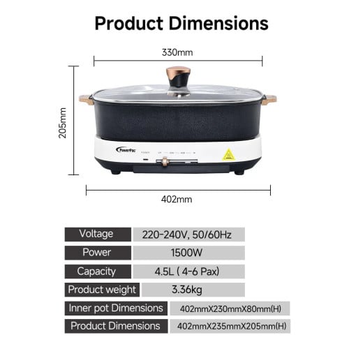 ๐๐ฒ๐ฅ๐ฅ Steamboat & Multi Cooker, Hot pot 4.5L with YuanYang Pot