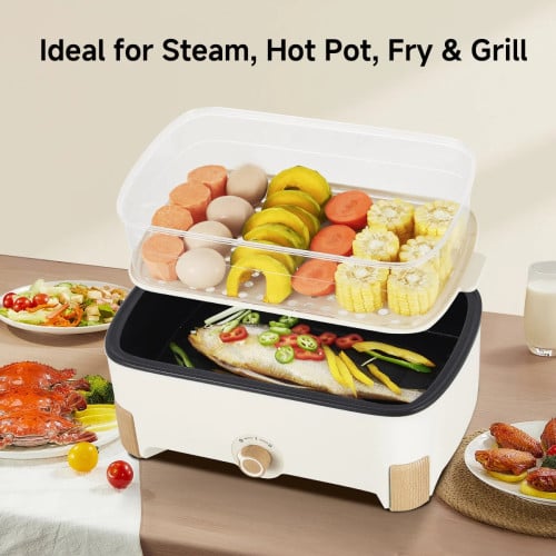 2in1 Multi function 2 Tier Food Steamer & Steamboat, Non-stick Inner Pot, 17L