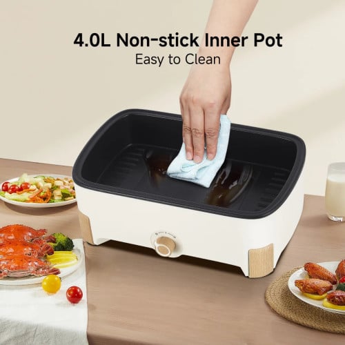 2in1 Multi function 2 Tier Food Steamer & Steamboat, Non-stick Inner Pot, 17L