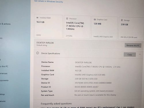 Core i7-8th /16gb/256gb ស្អាត99% 110$