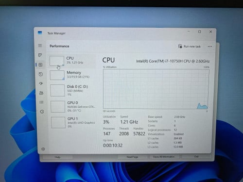 CPU i7 10th ram16G តំលៃ345$