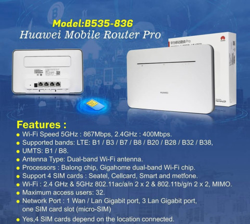 HUAWEI ROUTER ទើបចូលស្តុកថ្មី ថ្មីប្រអប់ អីវ៉ាន់មាននៅក្នុងស្តុក បងៗ មានការធានា1ឆ្នាំពេញ📩