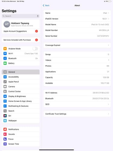 Ipad Air( M2 )  LL/A 128g 13inch