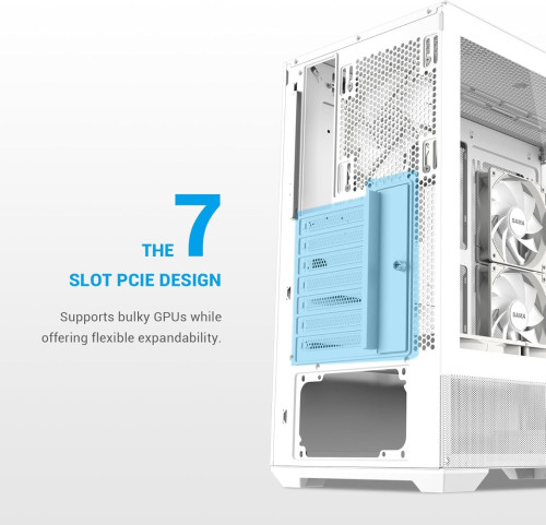 SAMA V40 Mid Tower ATX Gaming Case Include 6 Fans ARGB White