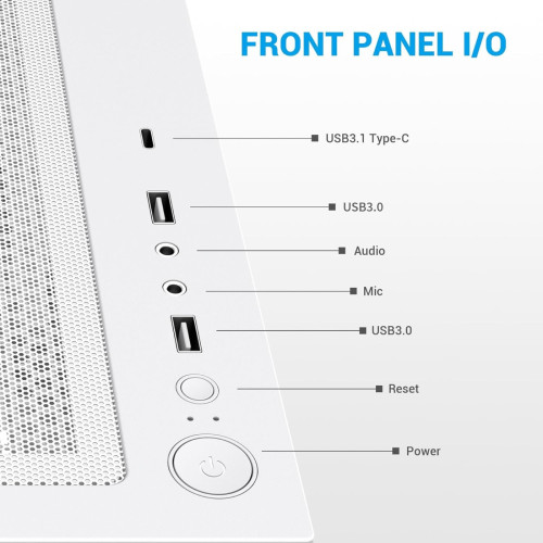 SAMA V40 Mid Tower ATX Gaming Case Include 6 Fans ARGB White