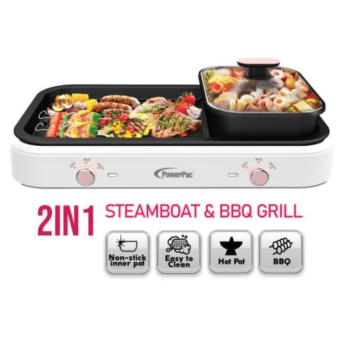 Steamboat with BBQ Grill, 2 in 1 Multi Cooker with Non-stick inner pot
