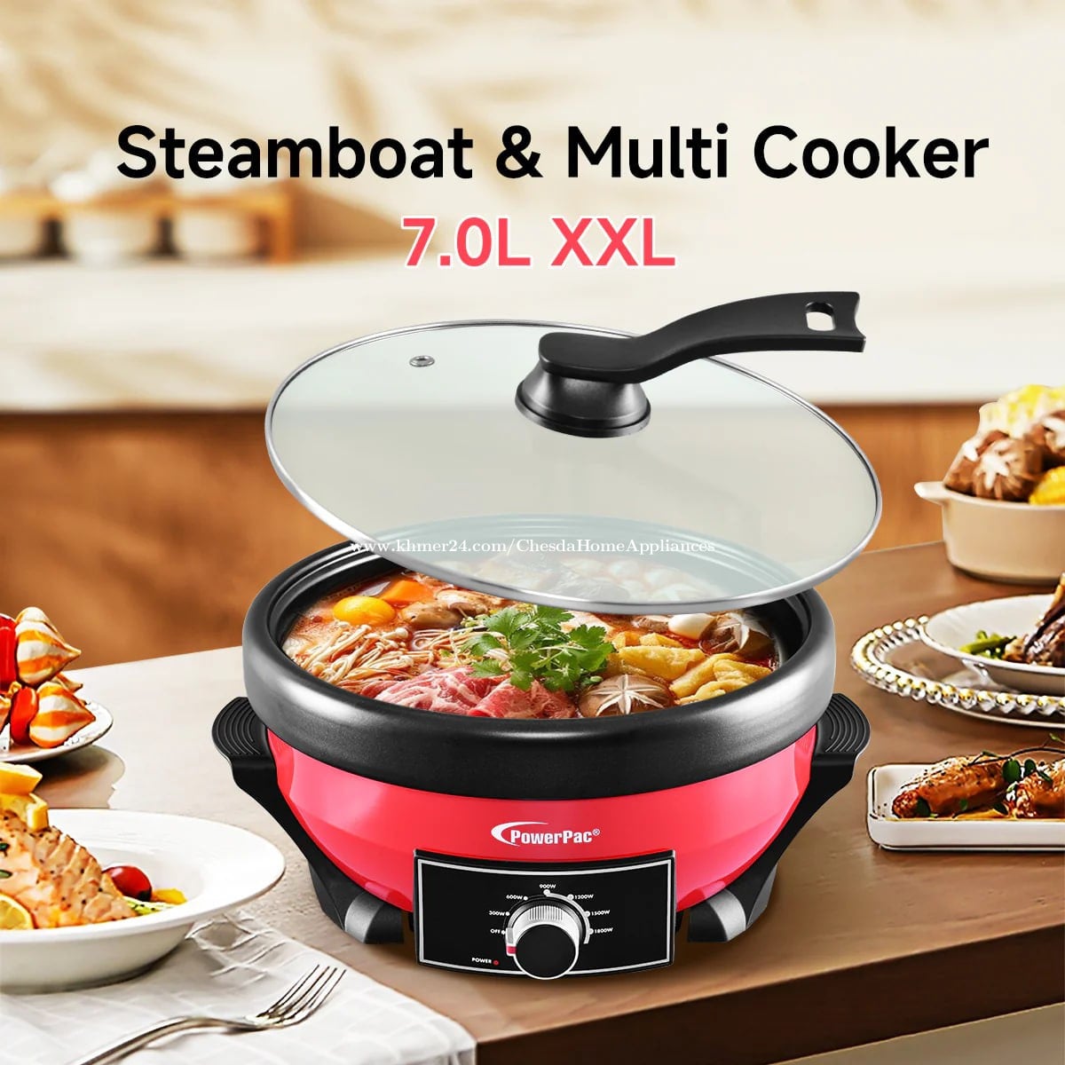 XXL Size 7L Steamboat & Multi Cooker, Hot Pot with Non-stick Inner Pot