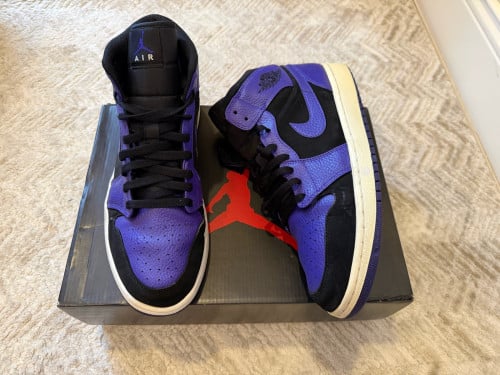 ✅ORIGINAL Nike Air Jordan 1 Mid Black Dark Concord Size 46