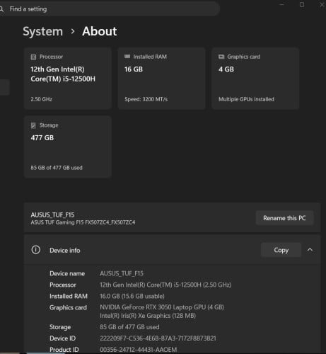ASUS TUF F15 FX507ZC4