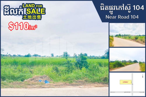 Land for Sale along 32m wide concrete Road, near Road20A(104)&Ring Road 3