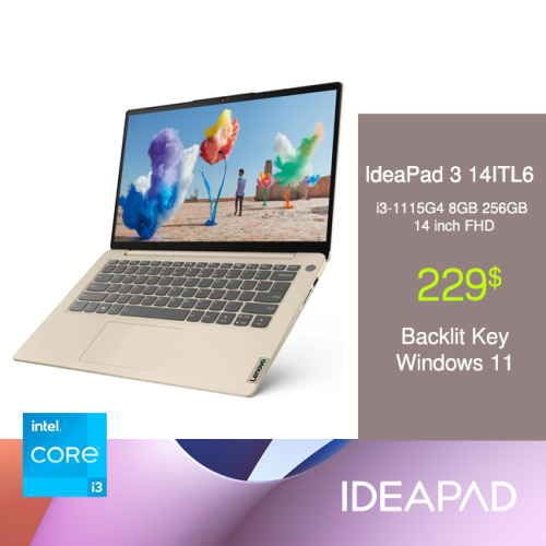 Lenovo IdeaPad 3 14ITL6 _ i3 8GB 256GB 14" FHD Backlit key | Windows 11 $229