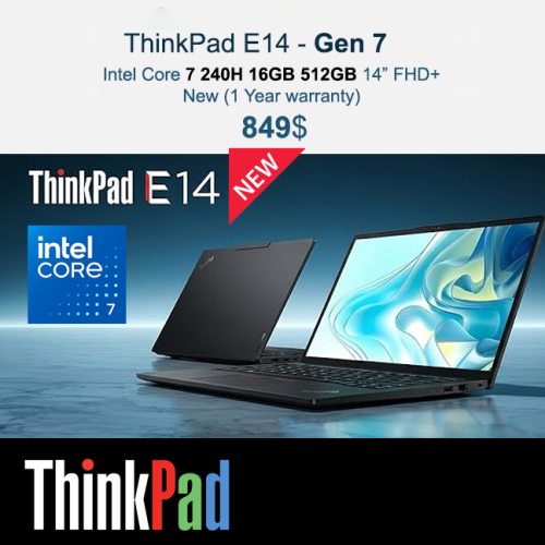 Lenovo Thinkpd E14 Gen 7 _ Core 7 16GB 512GB 14" FHD+, black = $849