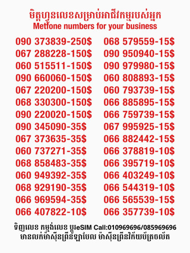 Metfone លេខសម្រាប់អាជីវកម្ម