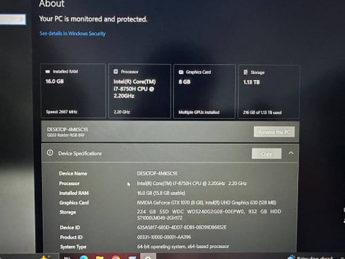 MSI GE63 Raider i7(12cpu) Ram16g Vga 8g Gaming &Design
