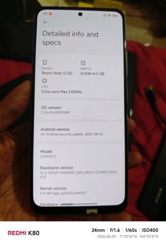 Redmi note12 5G សុំនំុ 98%