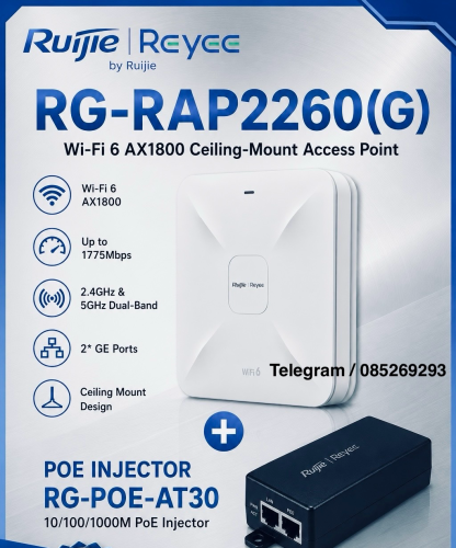 Ruijie RG-RAP2260(G) + RG-POE-AT30 PoE Injector (Set)