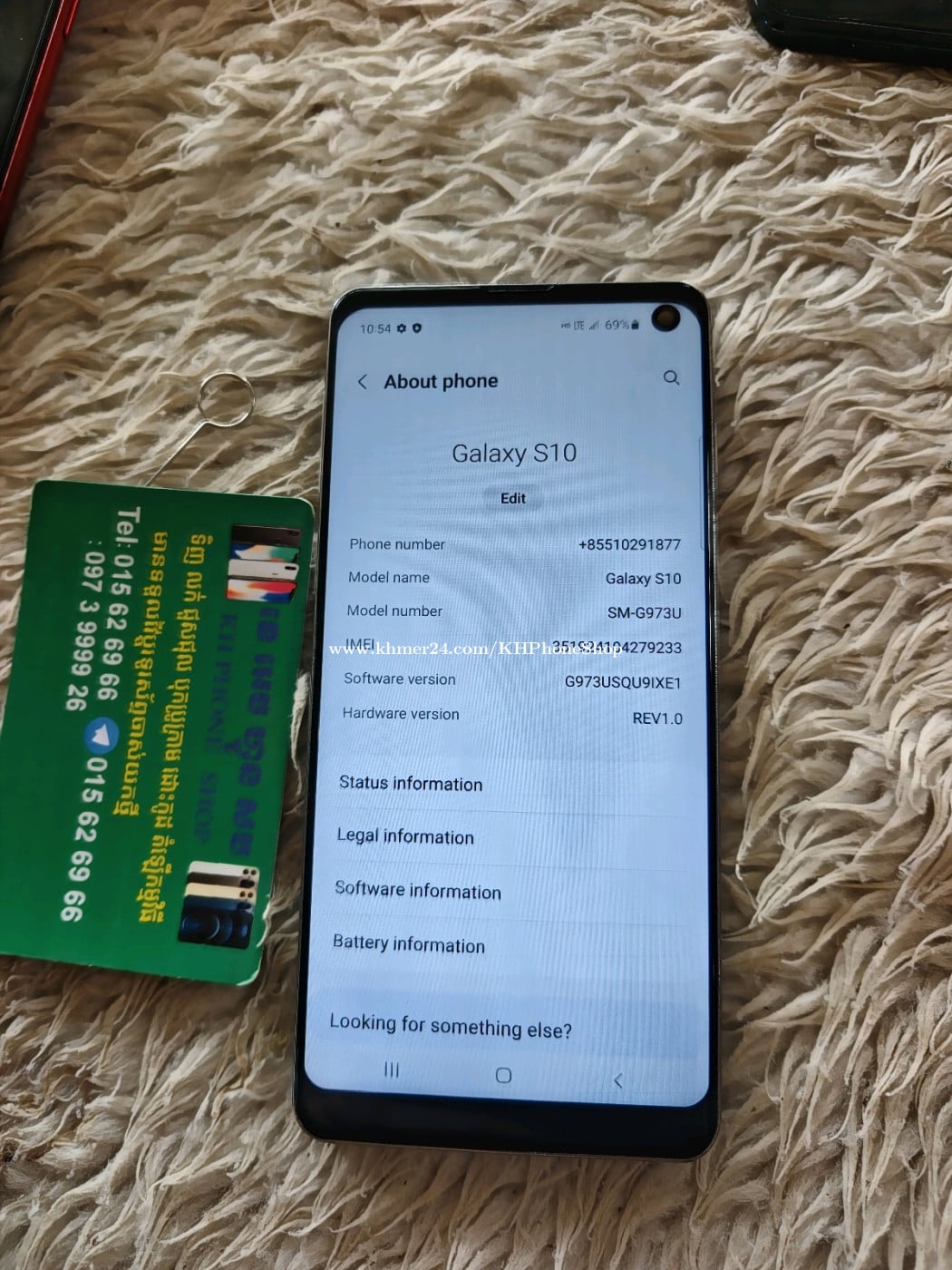 Samsung Galaxy S10 Ram8 memory 128g Global version Model usa Sim 1 អេក្រង់ ថ្មី ប្រើ បាន ធម