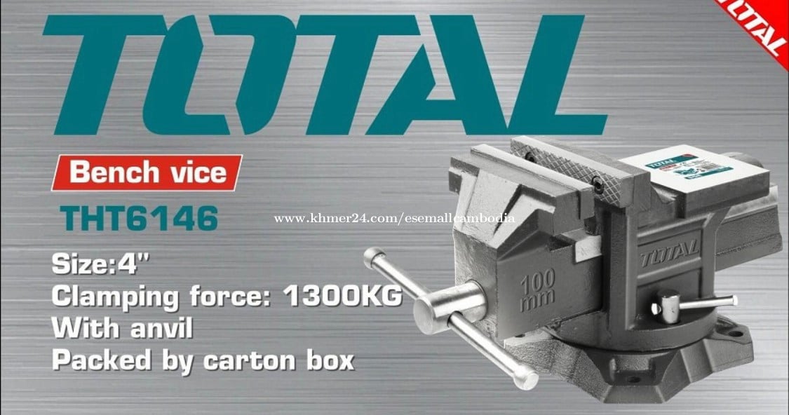 TOTAL 4" Heavy-Duty Bench Vice with Anvil (THT6146)
