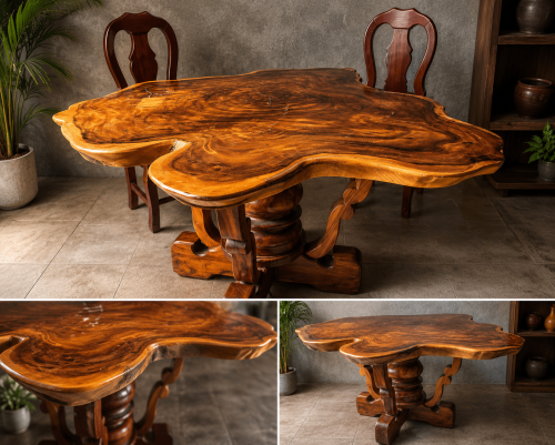 តុបាយ ឈើធម្មជាតិប្រណិត / Natural Burlwood Dining Table