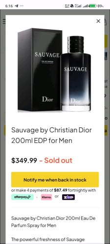 Dior sauvage eau de perfum original 200ml