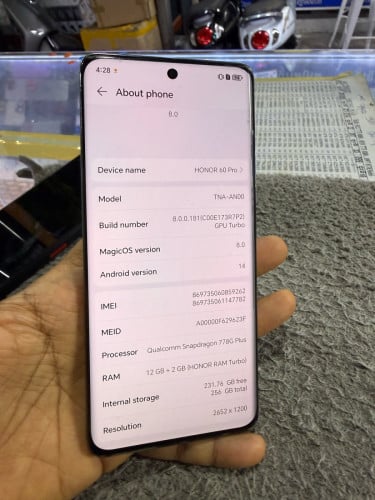 Honor 60Pro Ram12G Memory256G C/H Sim2 មានឆ្នាំងសាក