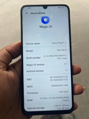 Hornor play7t ram 8+5 128G ថ្មធំ6000mah