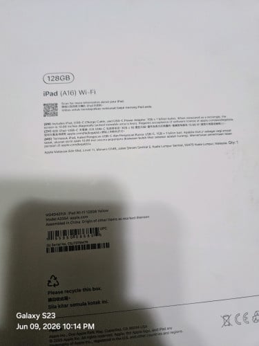 iPad A16 128GB WiFi New 100%