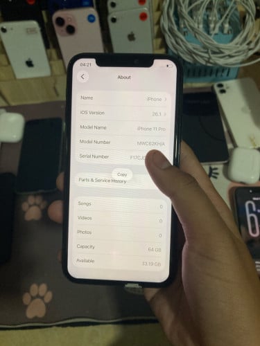 iPhone 11 Pro 64GB អេក្រង់ថ្មី មានស្គេនមុខ តម្លៃ 120$