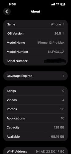 iPhone 13 PM 128G. ថ្ម១០០ សានុំ