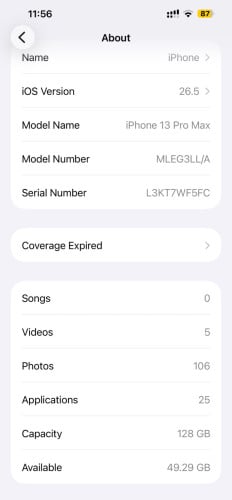 iPhone 13 promax lla 128g ស្អាត98% ថ្ម87%