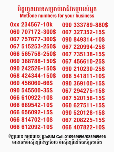 Metfone លេខសម្រាប់អាជីវកម្ម