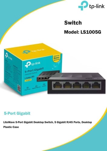 TP-Link LS1005G Gigabit 5-Port 10/100/1000Mbps Desktop Switch