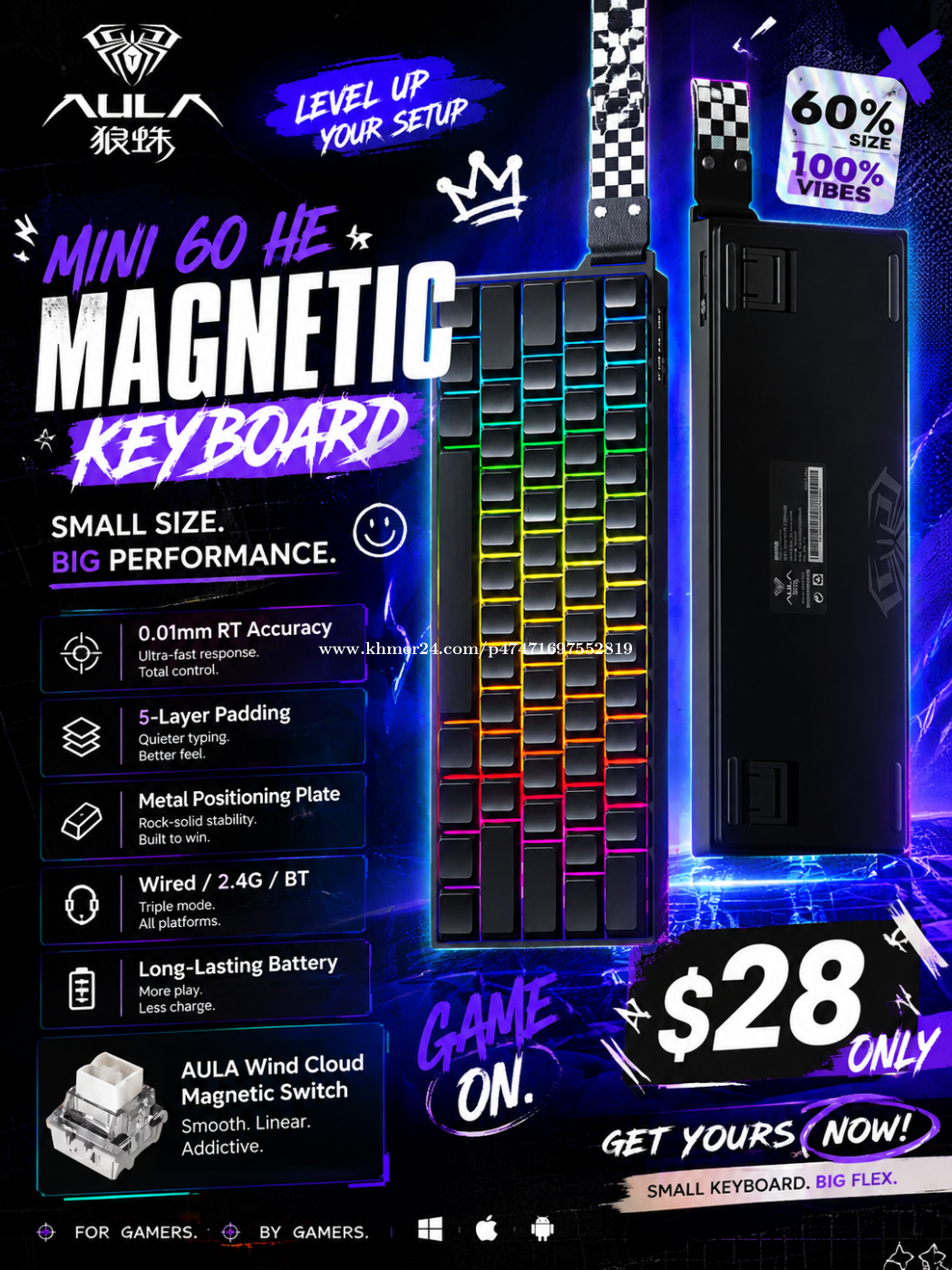 AULA MINI 60 HE Magnetic Keyboard