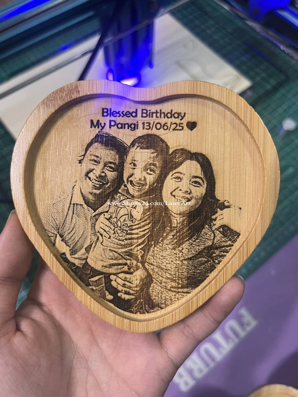 Costume Heart Shape / Wooden Engraving / Perfect Gifts /By Laser Art/ឈើឆ្លាក់រូប
