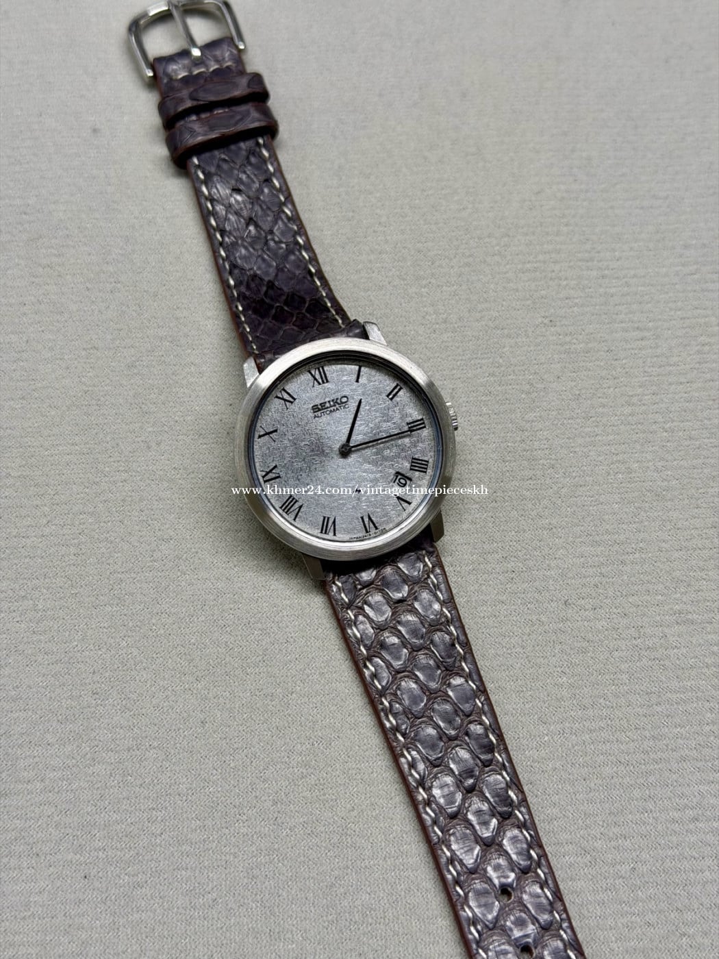 Original Ultra Rare Vintage SEIKO Chariot Automatic with Manual-Winding Hi-Beat Gray Linen Dial 1973