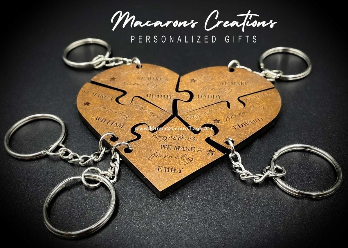Personalized Family/Friends Puzzle Keychain Set of 3