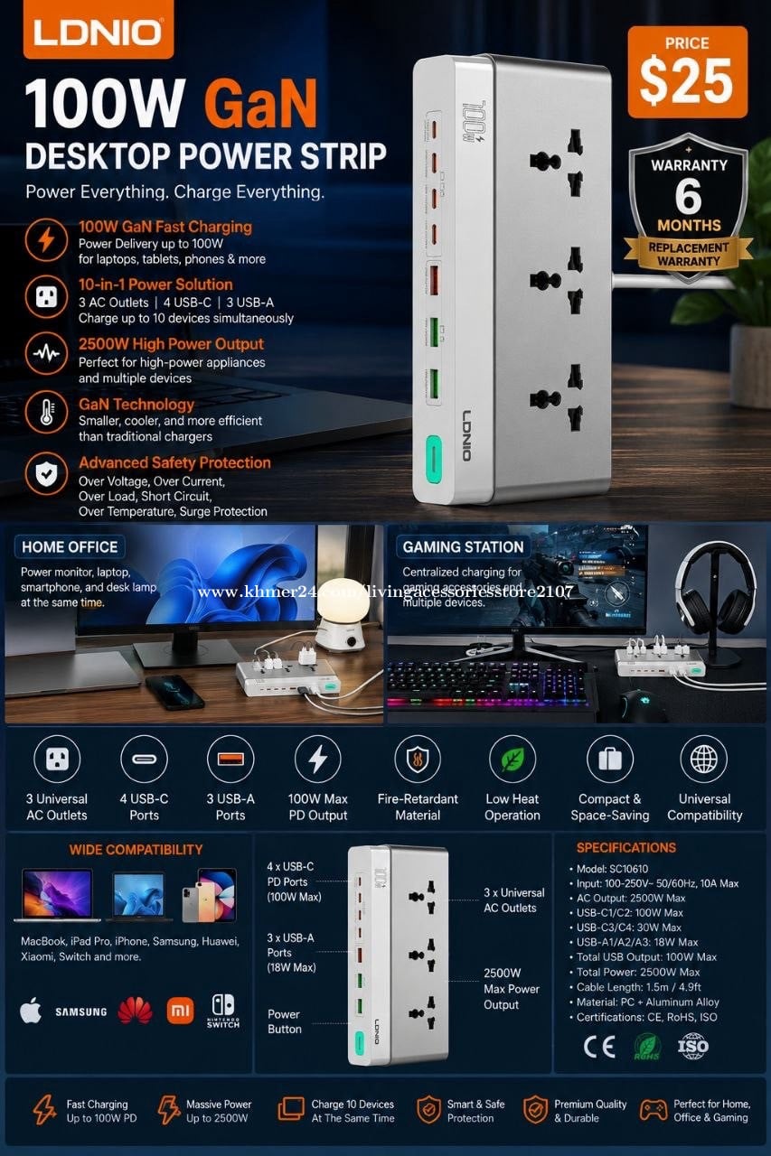 Power Strip Original LDNIO 100w speed 2500w power access