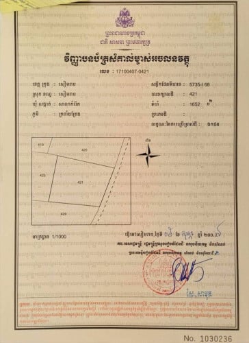 ដីលក់ 1ម2= 125$ ក្រុងសៀមរាប