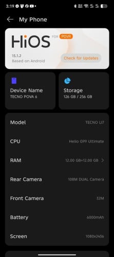 លក់ទូរស័ព្ទ Tecno Pova 6 មួយទឹកស្អាត (Tecno Pova 6 for Sale)