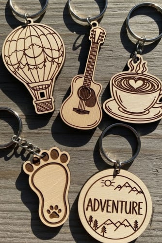 Custom Cut Keychain with Engrave Name, Code or Number​​ ​​​​​​​​​​​​​/ បន្ទោងឈើ