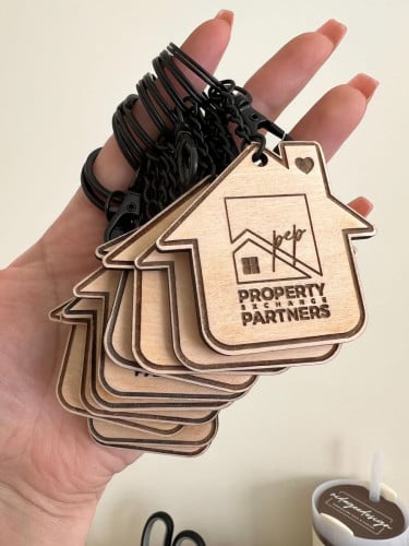 Custom Cut Keychain with Engrave Name, Code or Number​​ ​​​​​​​​​​​​​/ បន្ទោងឈើ