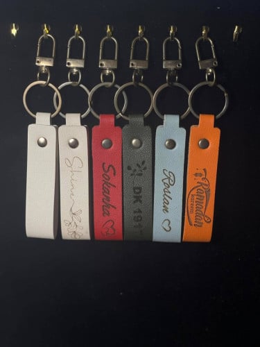 Custom Leather Keychain with Name/Number/Wordings/បន្ទោងសោរស្បែក