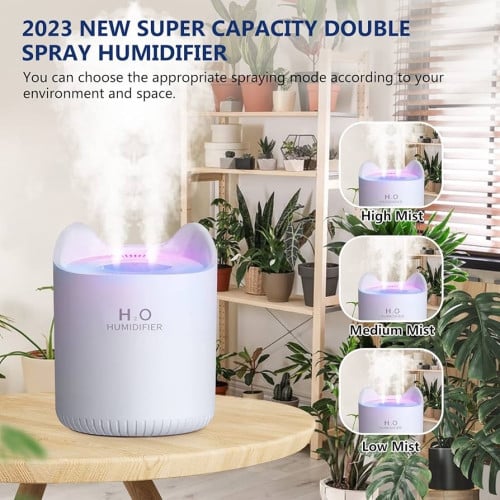 Double Spray Humidifier 4.5L | 3 Mist Modes | LED Night Light | Ultra QuieT