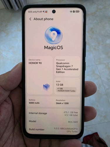 Honor90 5G Sim2 Company Ram12G Room512G Color Black Full Set Inbox New99% Price:225$