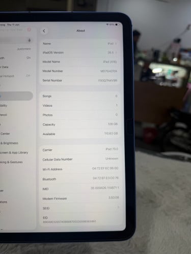 Ipad A16 Sim Wifi 128G សំណុំសុីន