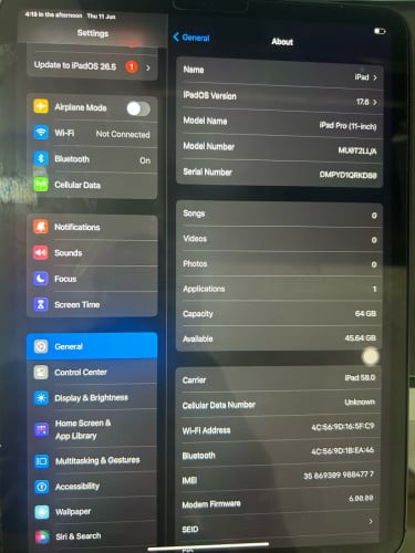 Ipad Pro 11-Inch(Sim+Wifi)