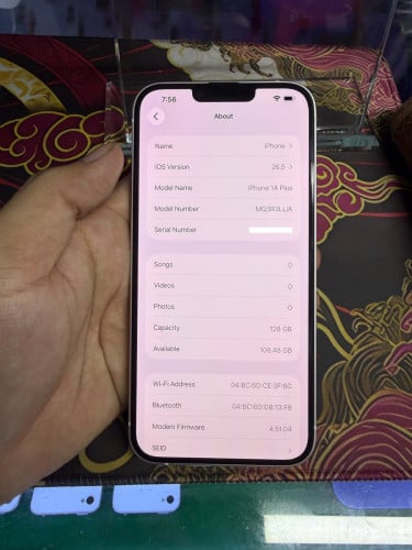 iPhone 14 Plus ស្អាត99%ដូចថ្មី Color White 128G ថ្ម100%