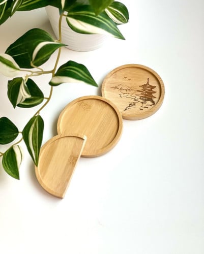 Laser EngravingPersonalize Wooden Coaster For Wedding Anniversary( Gift letter initials onlyឈើឆ្លាក់