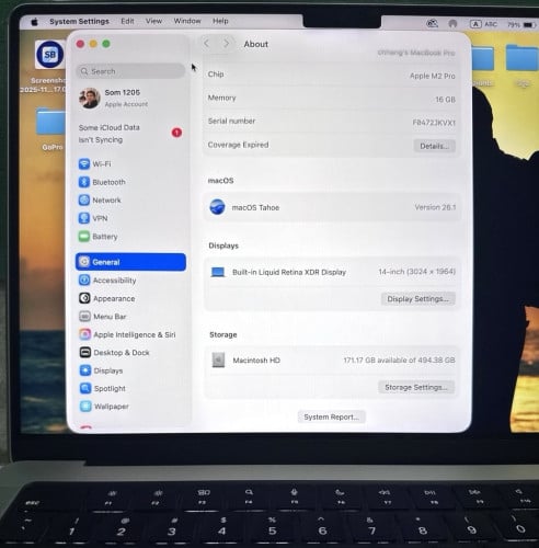 MacBook Apple M2 Pro(ខ្ញុំម្ចាស់ផ្ទាល់ទិញពីប្រទេសកូរ៉េខាងត្បូងសំណុំហ្ស៊ីន Original ទាំងអស់)